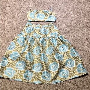 1. State Blue and Green Floral Skirt Set